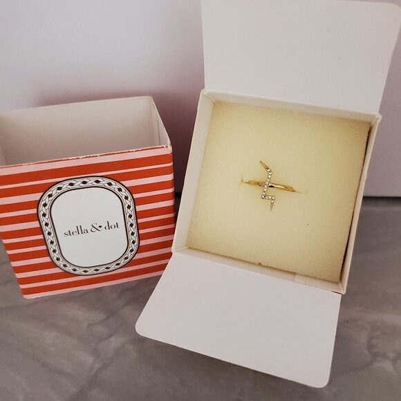 Stella & Dot Jewelry - ⚡ NEW Stella and Dot Rhinestone Crystal Pave Minimalist Lightning Bolt Ring ⚡